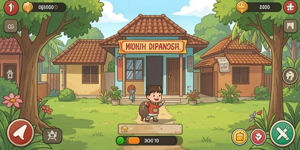2739 - Ilustrasi petualangan seru di dalam game.